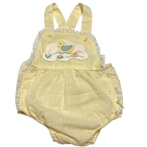Vintage Duck appliquéd bubble romper size 6-9 Mo